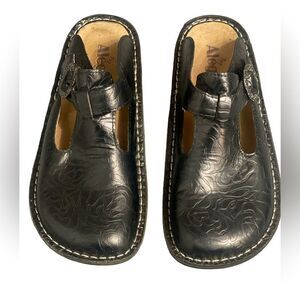 Alegria ALG-533 Black Design Slip-On Shoes Leather Padded Support Sz 36
